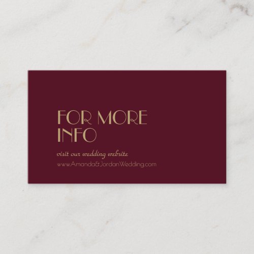 Gold Type Deco  Burgundy Wedding Website Enclosure Card