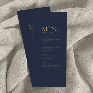 Gold Type Deco Dark Navy Dinner and Drink Menu