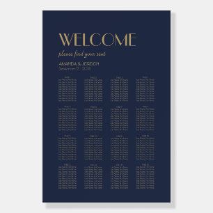 Gold Type Deco   Dark Navy Seat Chart Welcome Sign