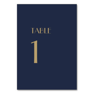 Gold Type Deco   Dark Navy Table Numbers Sign