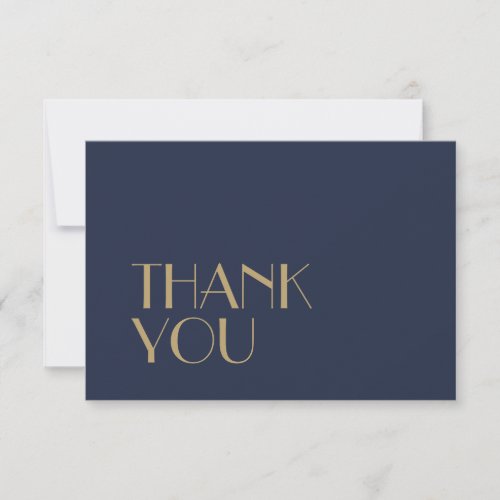 Gold Type Deco  Dark Navy Wedding Flat Thank You