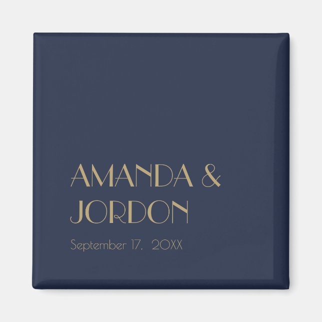 Gold Type Deco | Dark Navy Wedding Magnet (Front)
