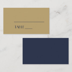 Gold Type Deco   Dark Navy Wedding Place Card