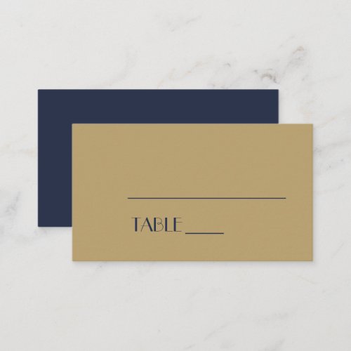 Gold Type Deco  Dark Navy Wedding Place Card