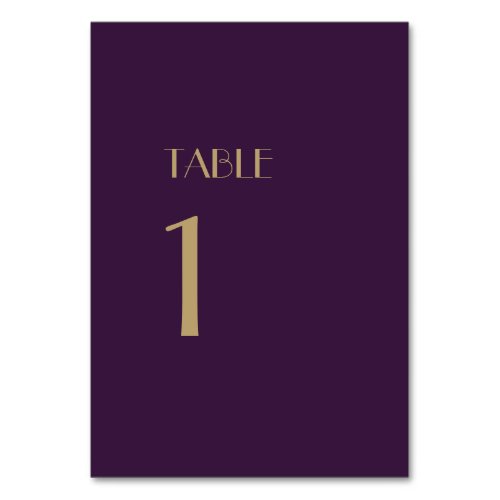 Gold Type Deco  Dark Purple Table Numbers Sign