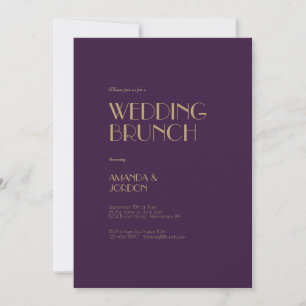 Gold Type Deco   Dark Purple Wedding Brunch Invitation