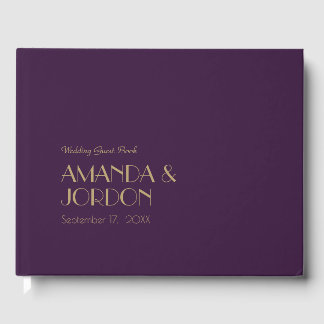 Gold Type Deco | Dark Purple Wedding Guest Book