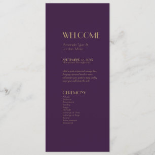 Gold Type Deco Dark Purple Wedding Program