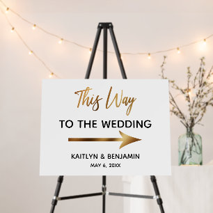 Gold Typography & Arrow This Way to the Wedding Foam Board