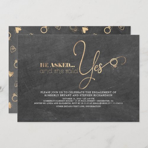 Gold Typography Cute Modern Engagement Party Invitation