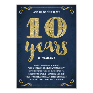 Gold Typography | Faux Foil 10th Anniversary Card