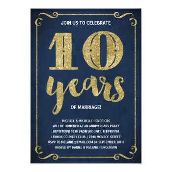 Browse Products At Zazzle With The Theme 10th Wedding Anniversary 1 Gold Typography Faux Foil 10th Anniversary Invitation