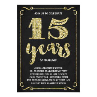 Gold Typography | Faux Foil 15th Anniversary Card