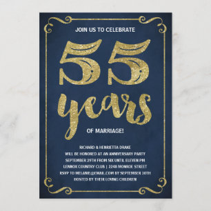 Gold Typography Faux Foil 55th Anniversary Invitation