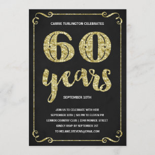 Gold Typography Faux Foil 60th Birthday Party Invitation