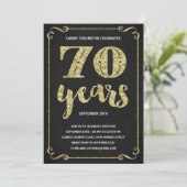 Gold Typography | Faux Foil 70th Birthday Party Invitation (Standing Front)
