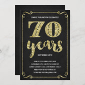 Gold Typography | Faux Foil 70th Birthday Party Invitation (Front/Back)