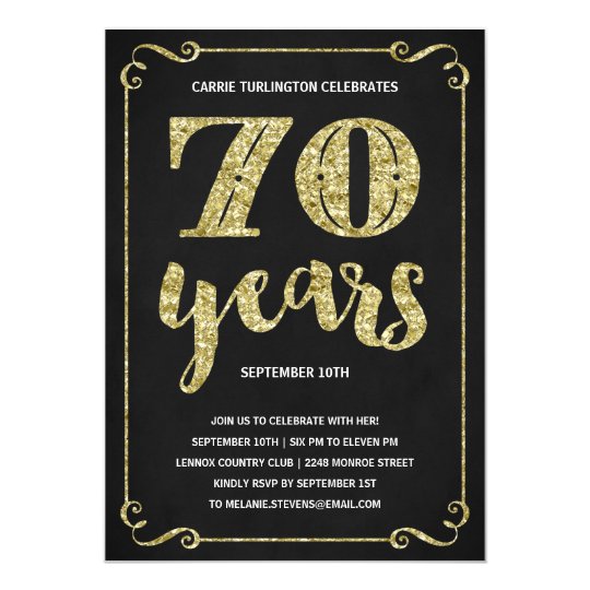 gold typography faux foil 70th birthday party invitation zazzle com