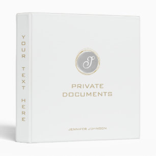 Gold Typography Gray Watercolor Monogram Name 3 Ring Binder