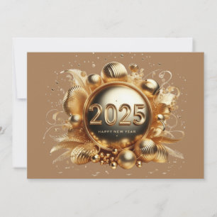 Gold typography happy new year 2025 thank you card