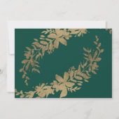 Gold typography leaf floral green sweet 16 invitation (Back)