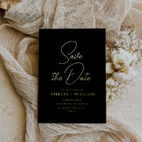 gold typography lettering wedding Save the Date