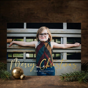 Gold Typography Merry Christmas Holiday Photo