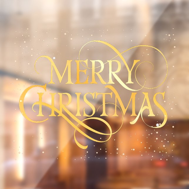 Gold typography Merry Christmas Window Cling (Sheet 2)