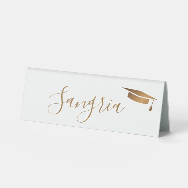 Gold Typography Modern Graduate Custom Drink Table Tent (Front)