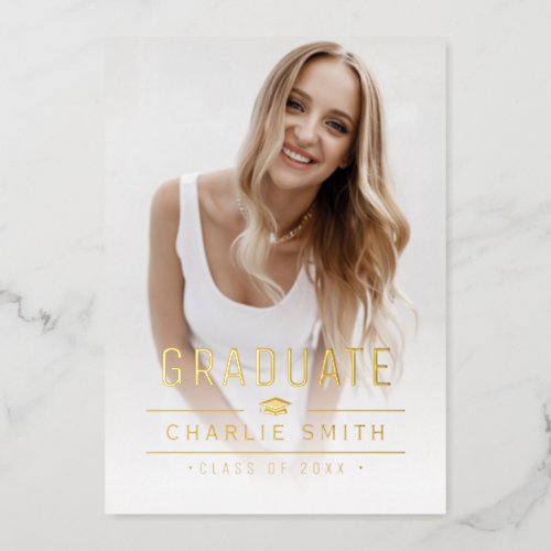 Gold Typography Photo Graduation Announcements