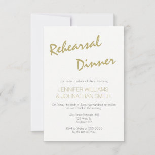 Gold typography rehearsal dinner invitations