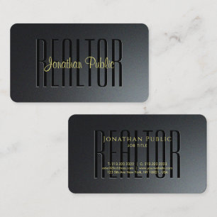 Gold Typography Script Black & Grey Realtor Business Card