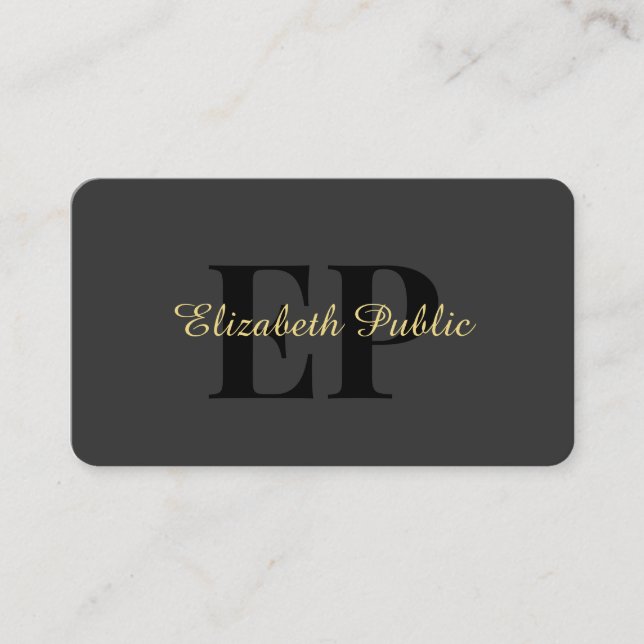 Gold Typography Text Name Script Luxury Glossy Business Card (Front)