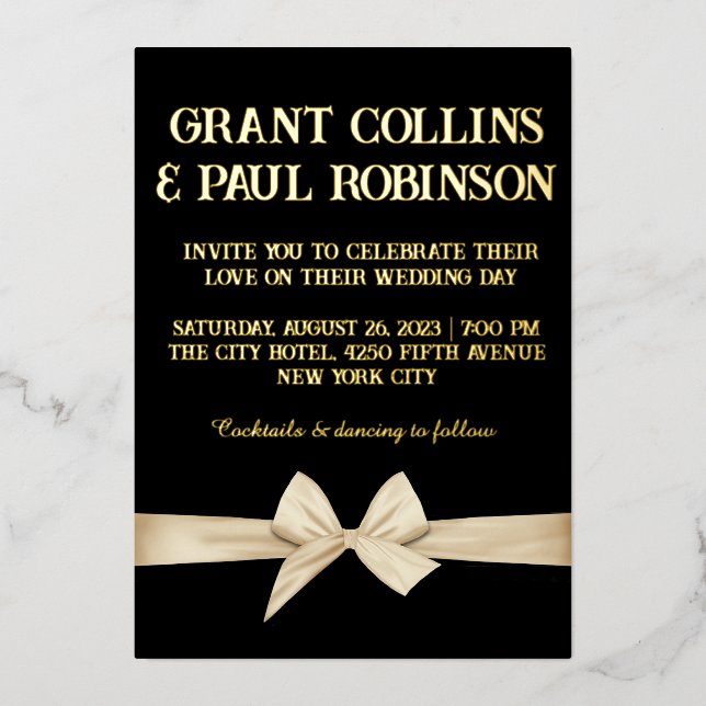 Gold Typography Wedding Foil Invitation (Front)