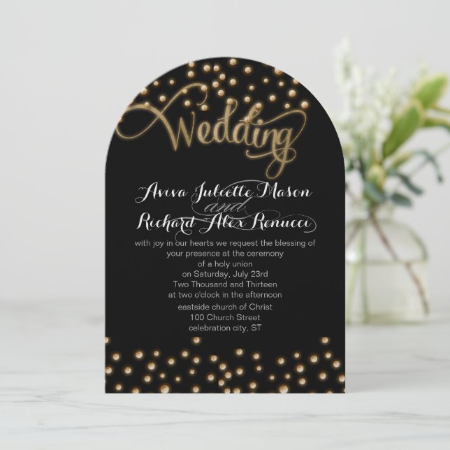 Gold TYPOGRAPHY Wedding Invitations (Standing Front)