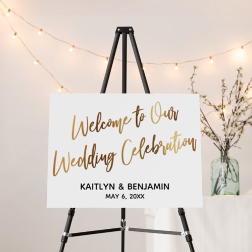 Gold Typography Welcome to Our Wedding Celebration Foam Board