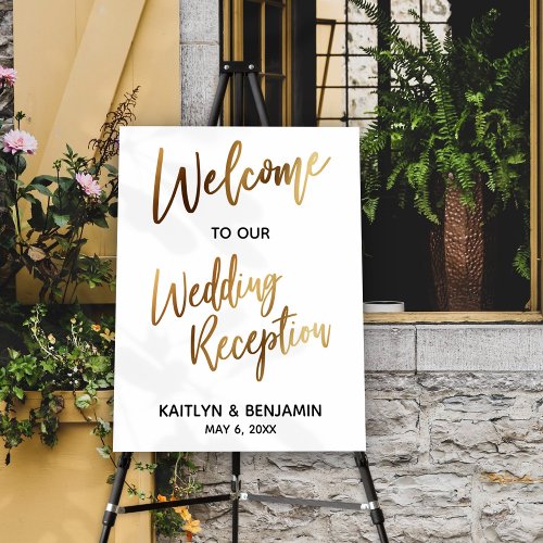 Gold Typography Welcome to Our Wedding Reception Foam Board