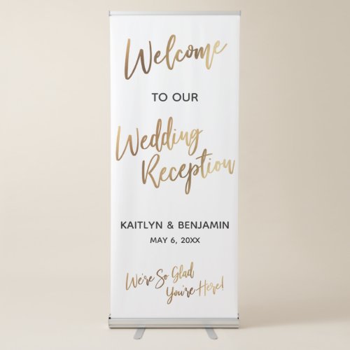 Gold Typography Welcome to Our Wedding Reception Retractable Banner
