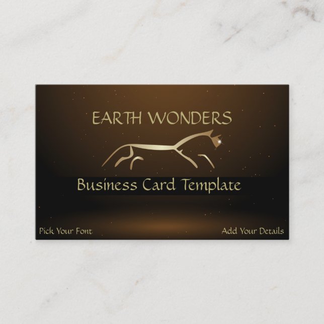 Gold Uffington White Horse Geoglyphs Gold Horse Business Card (Front)