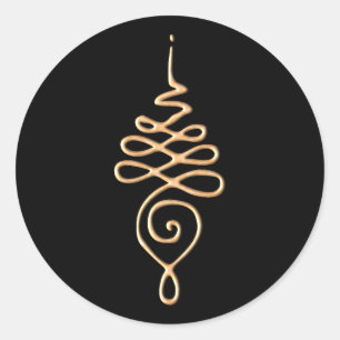 Gold Unalome Classic Round Sticker