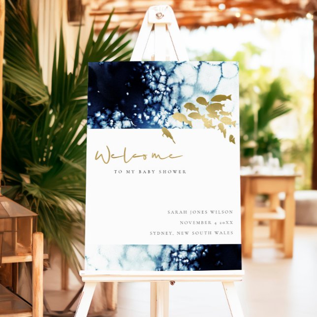 GOLD UNDERWATER SEA FISH WELCOME BABY SHOWER FOAM BOARD (Creator Uploaded)