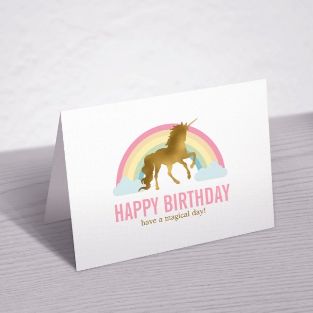 Gold Unicorn Birthday Thank You Card (Creator Uploaded)