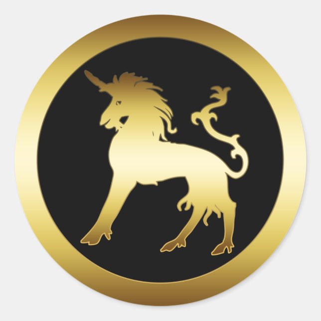 GOLD UNICORN CLASSIC ROUND STICKER (Front)