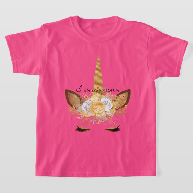 Gold Unicorn Floral T-Shirt (Laydown)