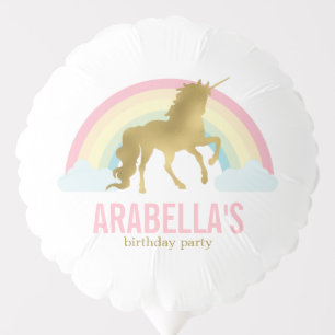 Gold Unicorn Girls Birthday Party Balloon