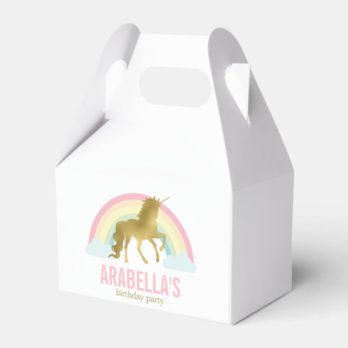 Gold Unicorn Girls Birthday Party Favor Box Zazzle Com