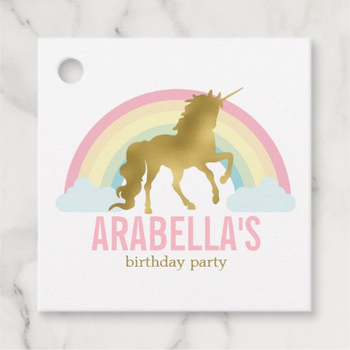 Gold Unicorn Girls Birthday Party Favor Tags