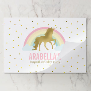 Gold Unicorn Girls Birthday Party Paper Pad