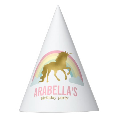 Gold Unicorn Girls Birthday Party Party Hat