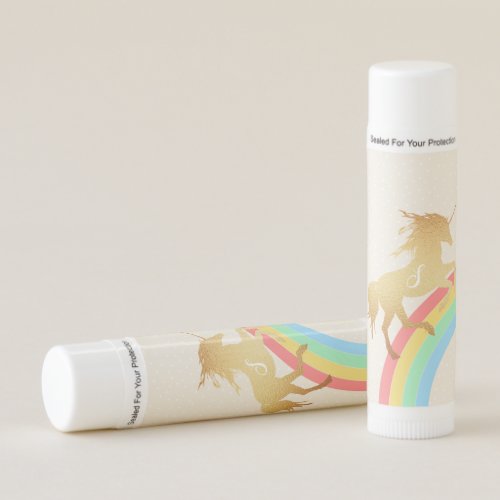 Gold Unicorn Pastel Rainbow Monogram Custom Color Lip Balm